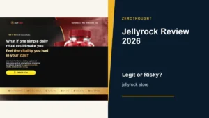 Jellyrock website or product material beside a ZeroThought review title.