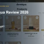 Dermiqua website or product material beside a ZeroThought review title.