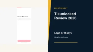 Tikunlocked website or product material beside a ZeroThought review title.