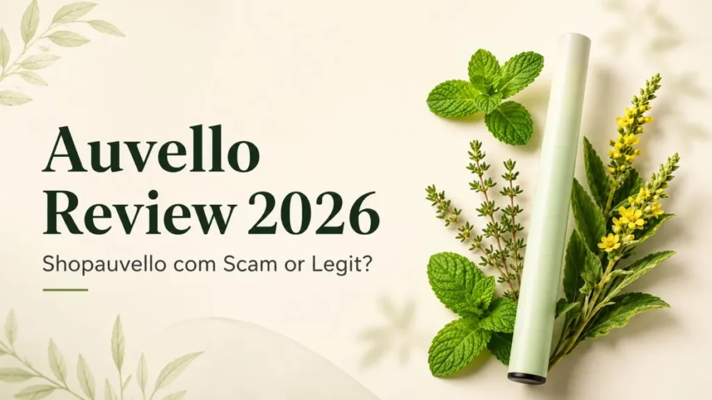 Auvello Review 2026 featured image showing the herbal breathing support stick with mint and botanical ingredients beside “Shopauvello com Scam or Legit?”