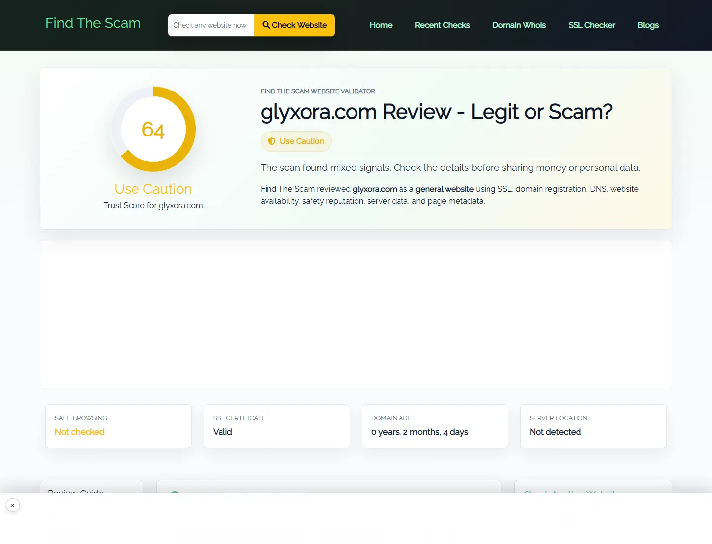 find the scam public profile for glyxora.com