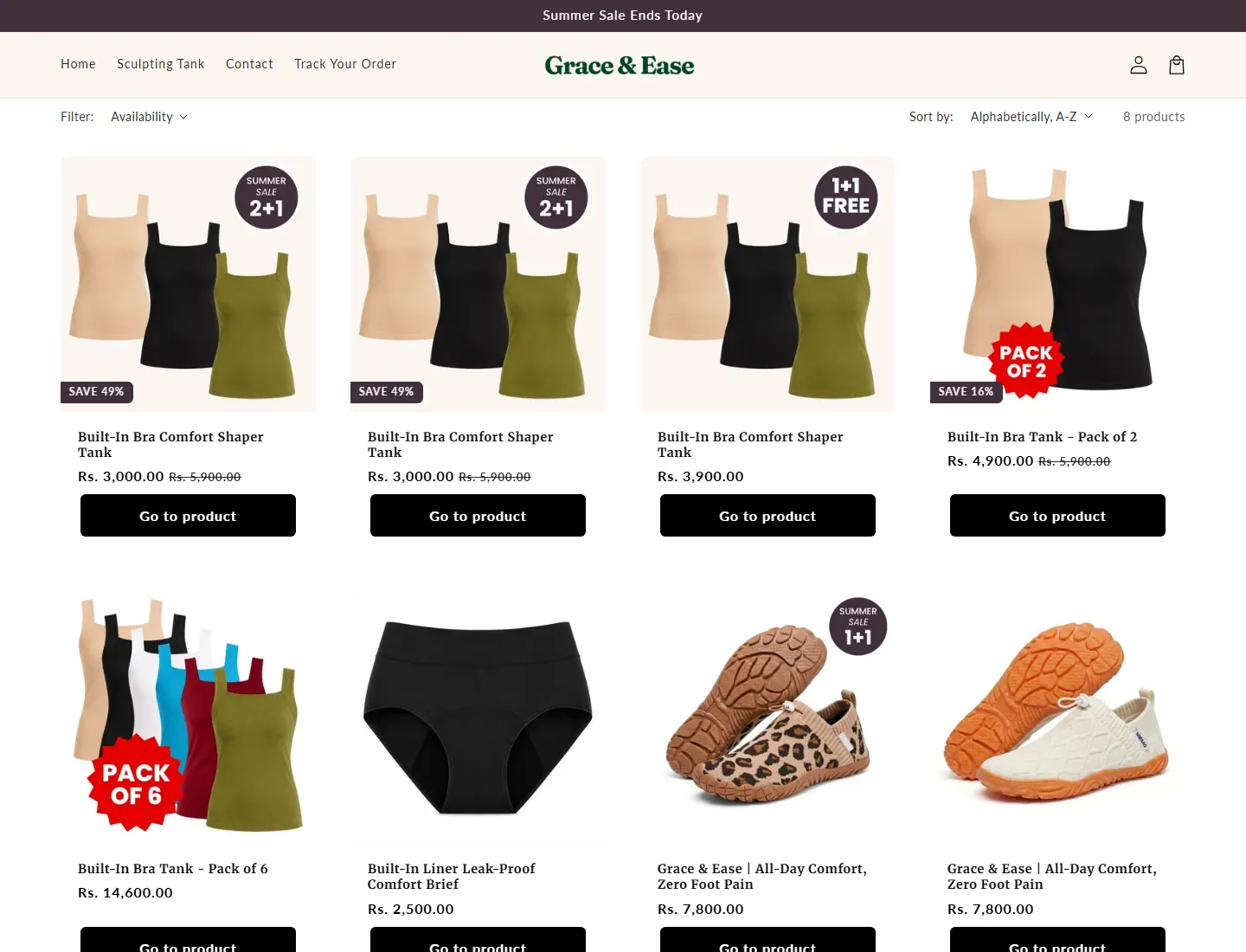 Products – Grace & Ease page captured during the ZeroThought investigation