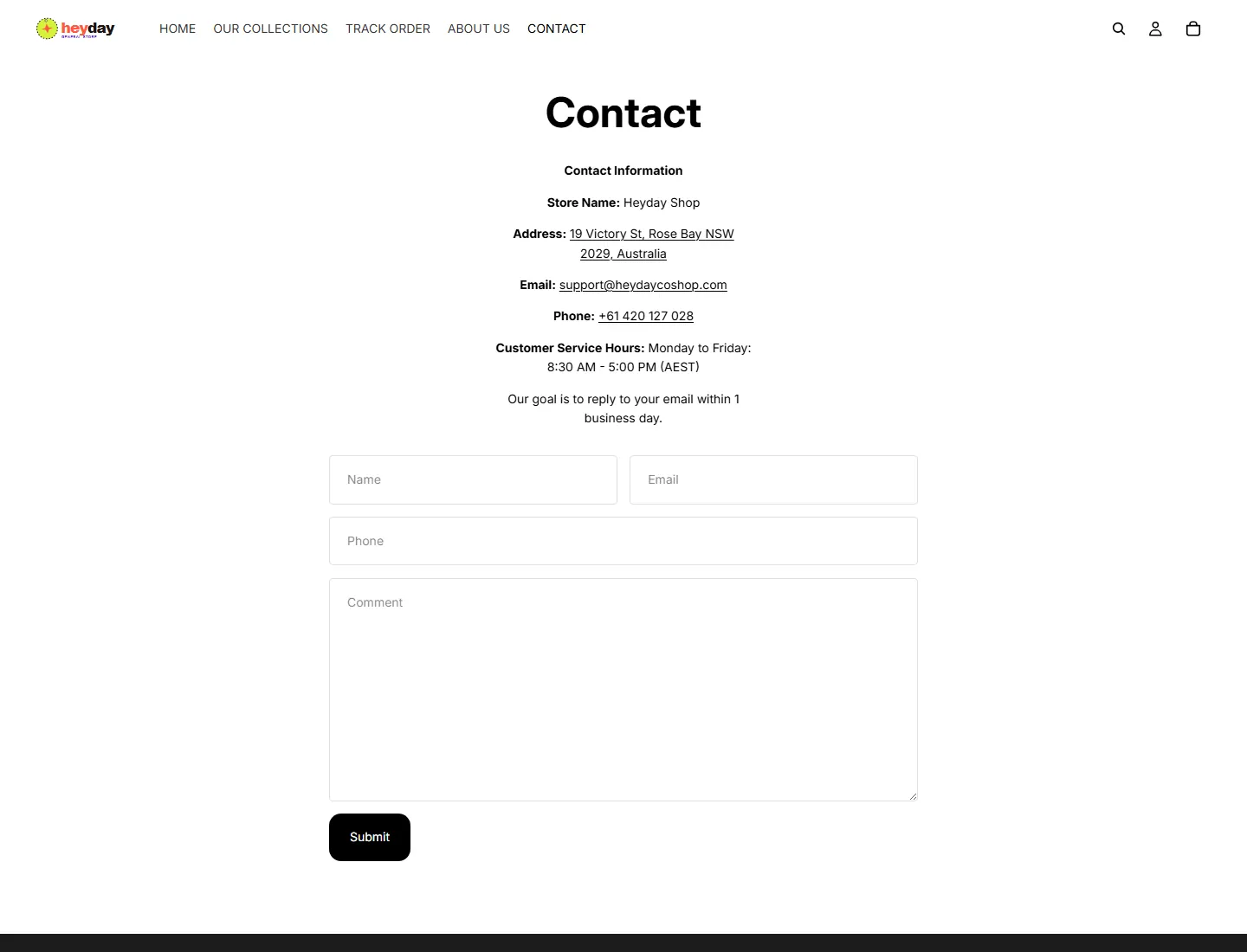 Contact – Heyday page captured during the ZeroThought investigation