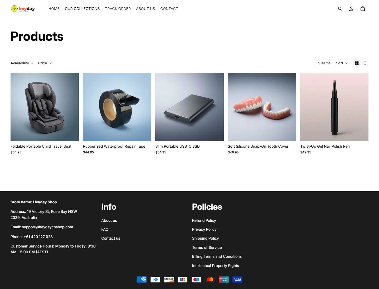 Products – Heyday page captured during the ZeroThought investigation