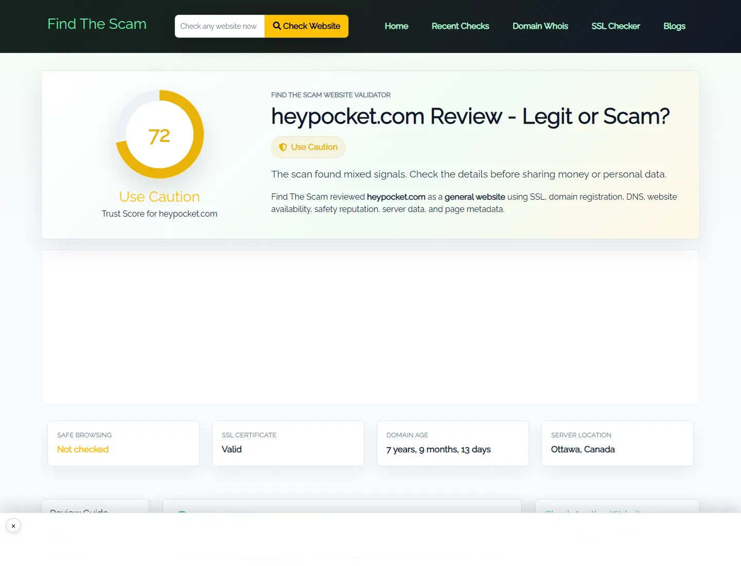 find the scam public profile for heypocket.com