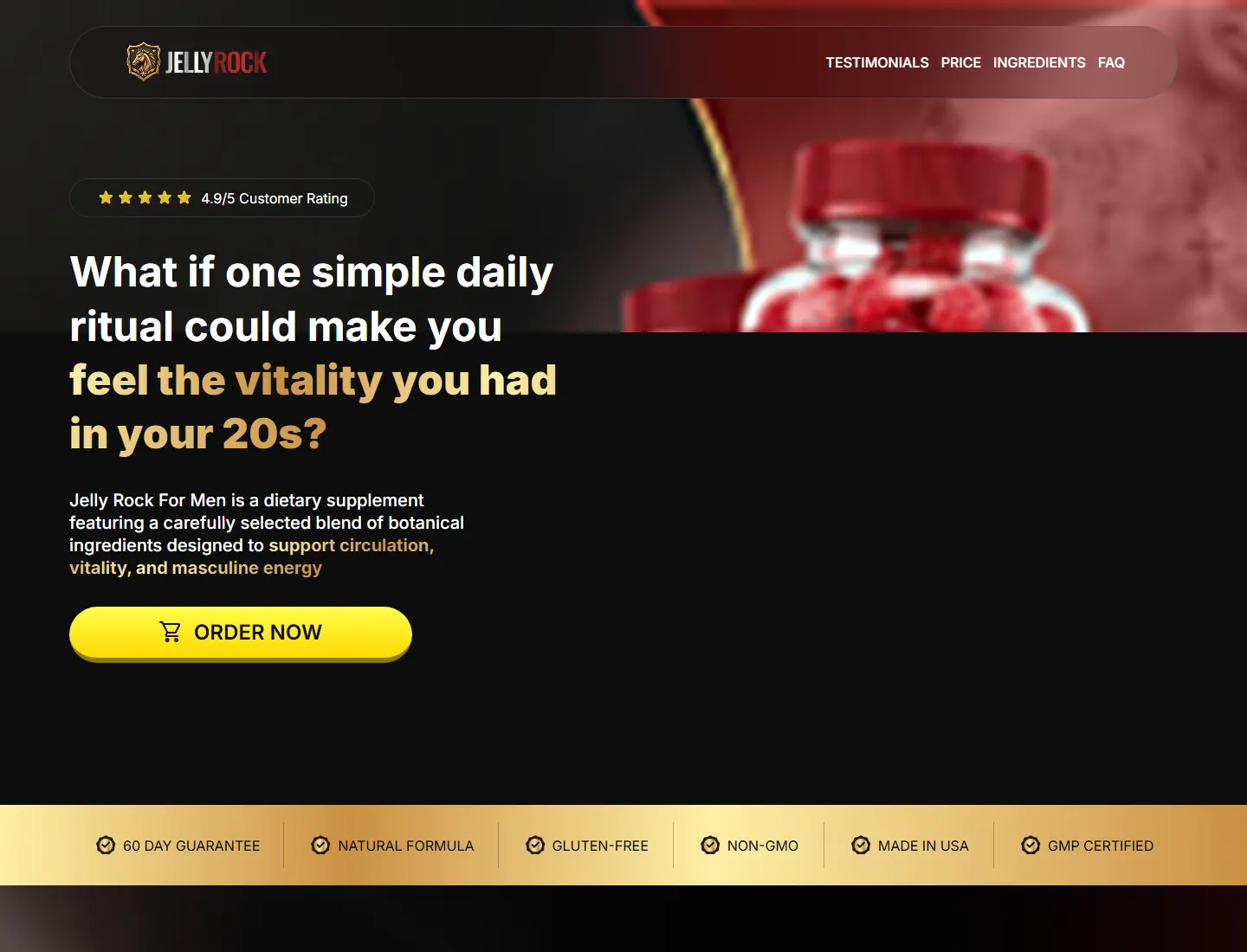 Jelly Rock - Male Performance Support page captured during the ZeroThought investigation