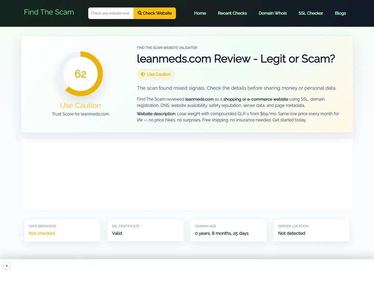 find the scam public profile for leanmeds.com