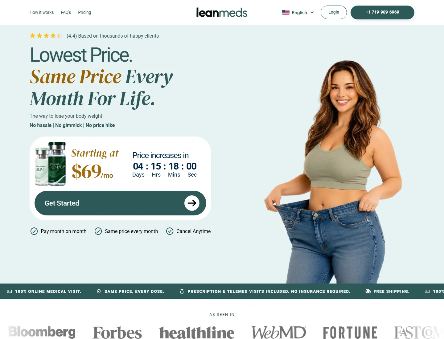 Compounded GLP-1 Weight Loss from $69/mo page captured during the ZeroThought investigation