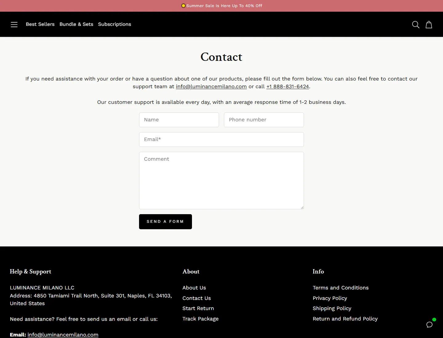 Contact page captured during the ZeroThought investigation