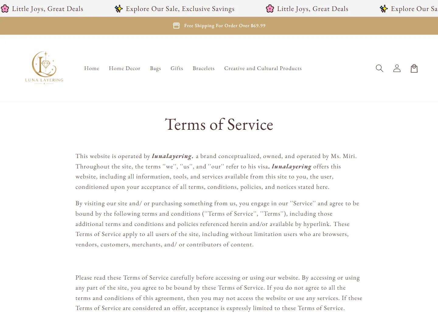 Terms of Service – lunalayering page captured during the ZeroThought investigation