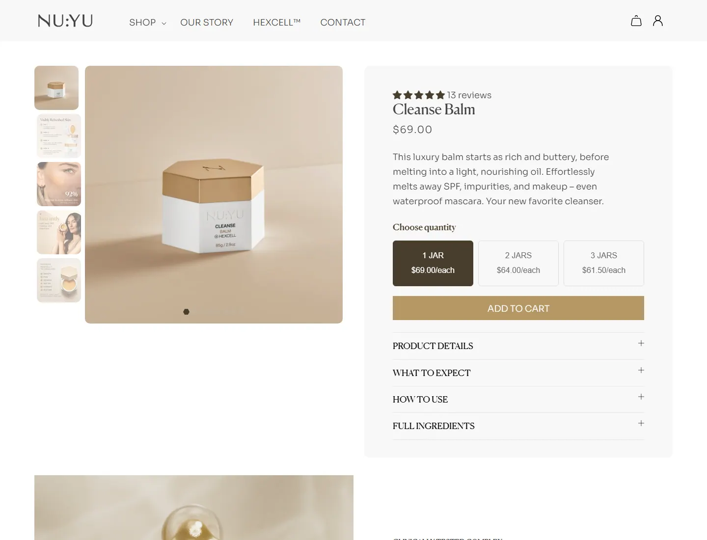 Cleanse Balm – NU:YU page captured during the ZeroThought investigation