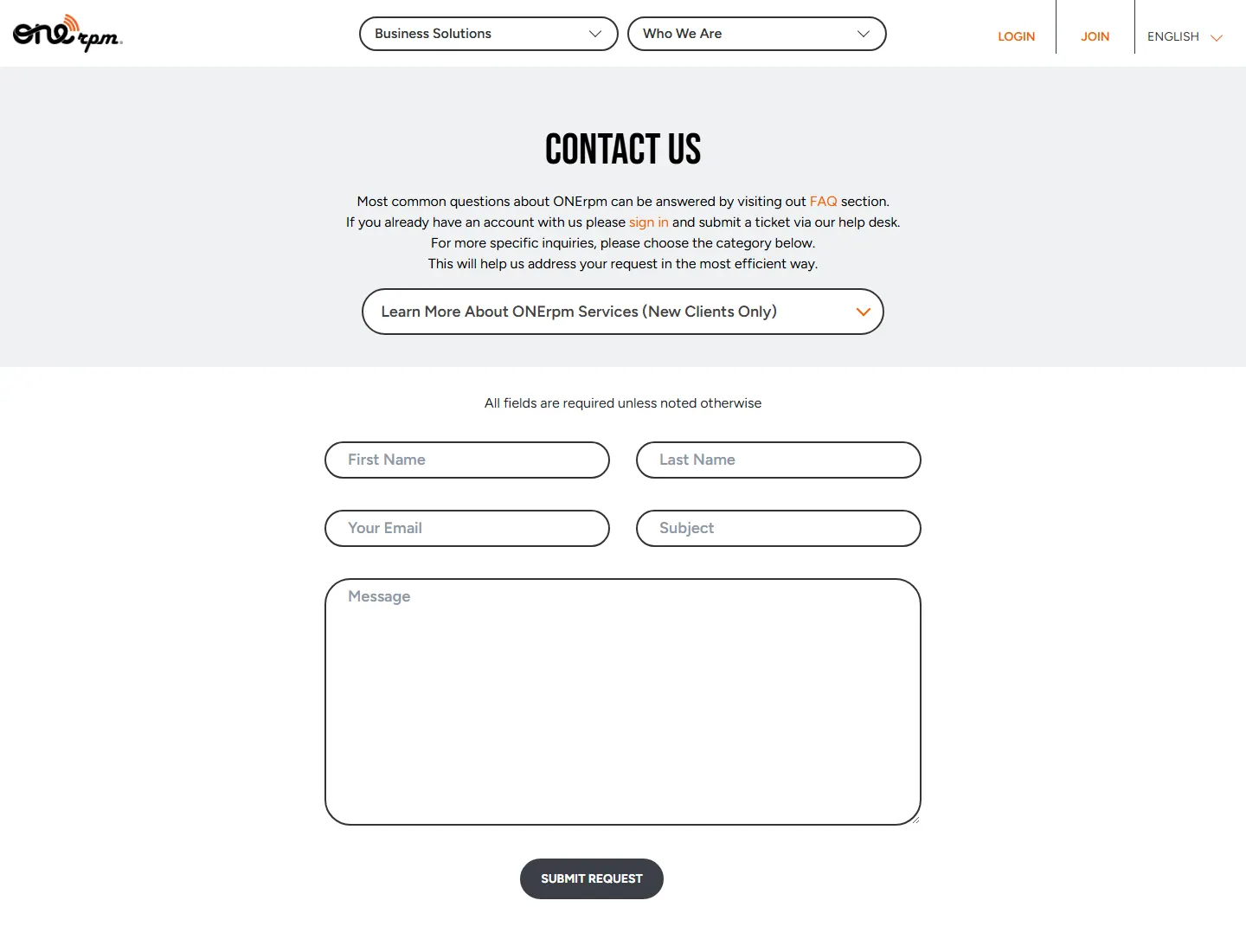 Contact Us - ONErpm page captured during the ZeroThought investigation