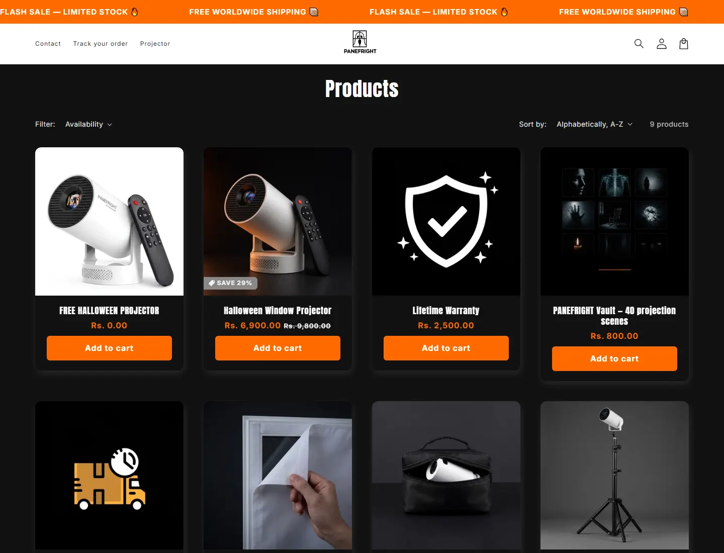 Products – PANEFRIGHT page captured during the ZeroThought investigation
