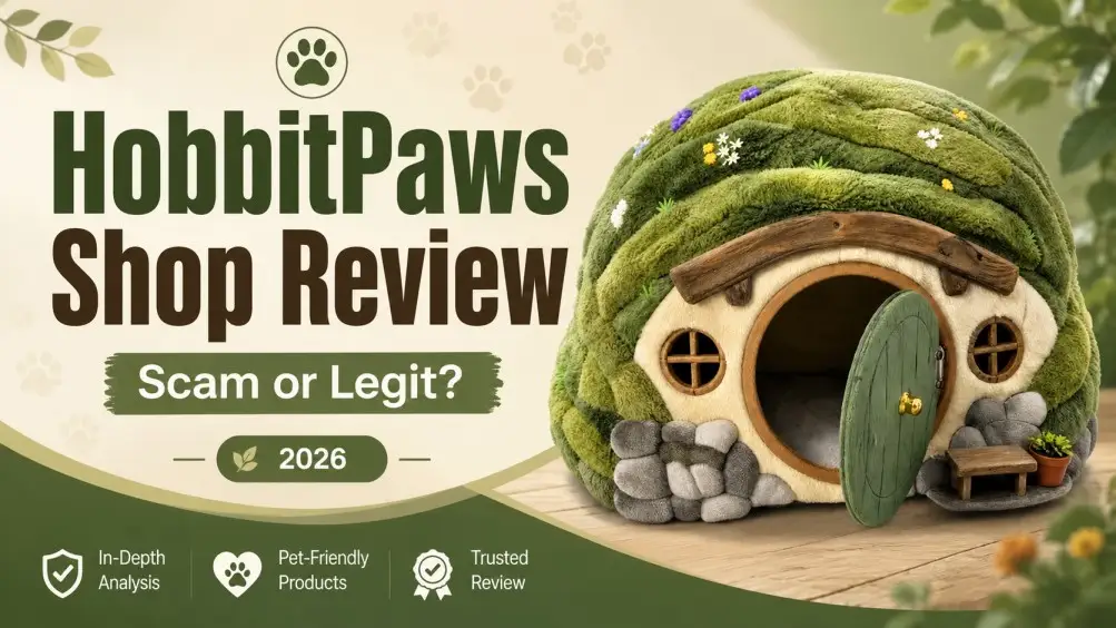 HobbitPaws Shop Review 2026 examining whether the pet store is legit or risky for buyers.