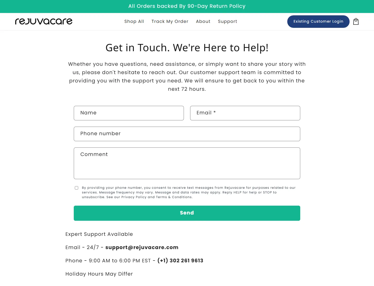 Contact – RejuvaCare page captured during the ZeroThought investigation