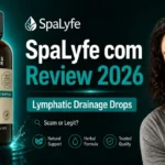 SpaLyfe com Review 2026 featured image showing Nature’s Sunshine Lymphatic Drainage Drops with a woman considering whether the product is legit