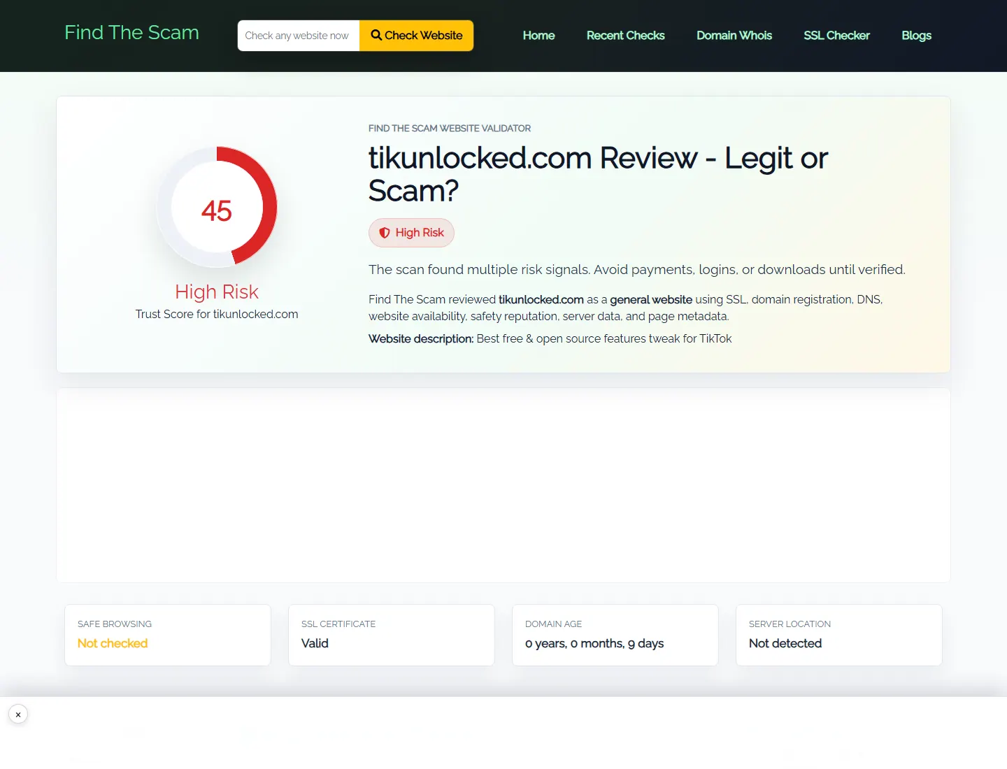 find the scam public profile for tikunlocked.com
