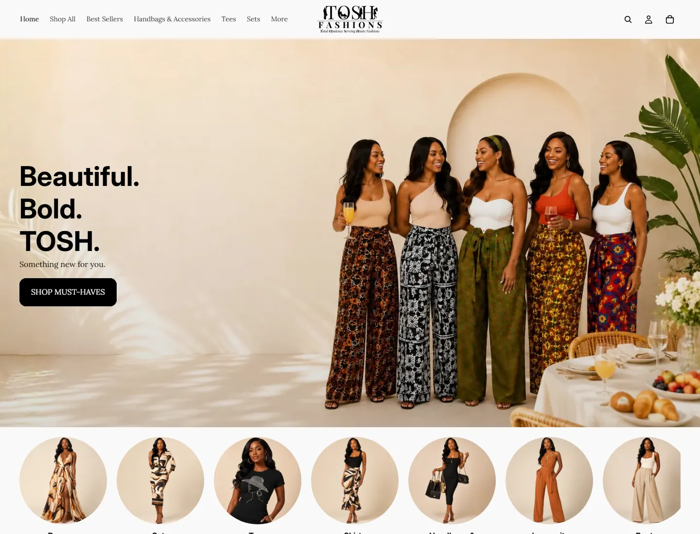 TOSH Fashions page captured during the ZeroThought investigation
