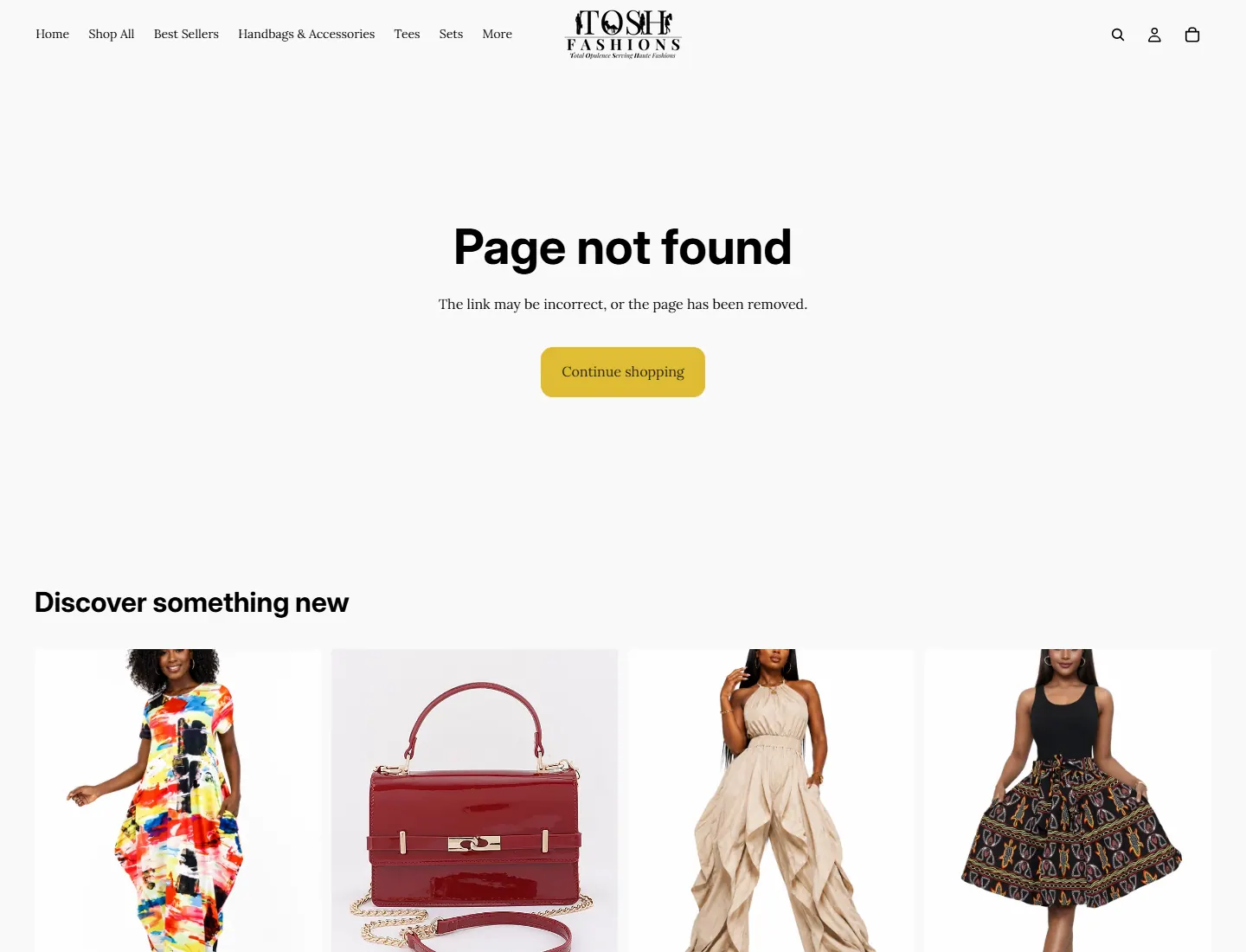 404 Not Found – TOSH Fashions page captured during the ZeroThought investigation