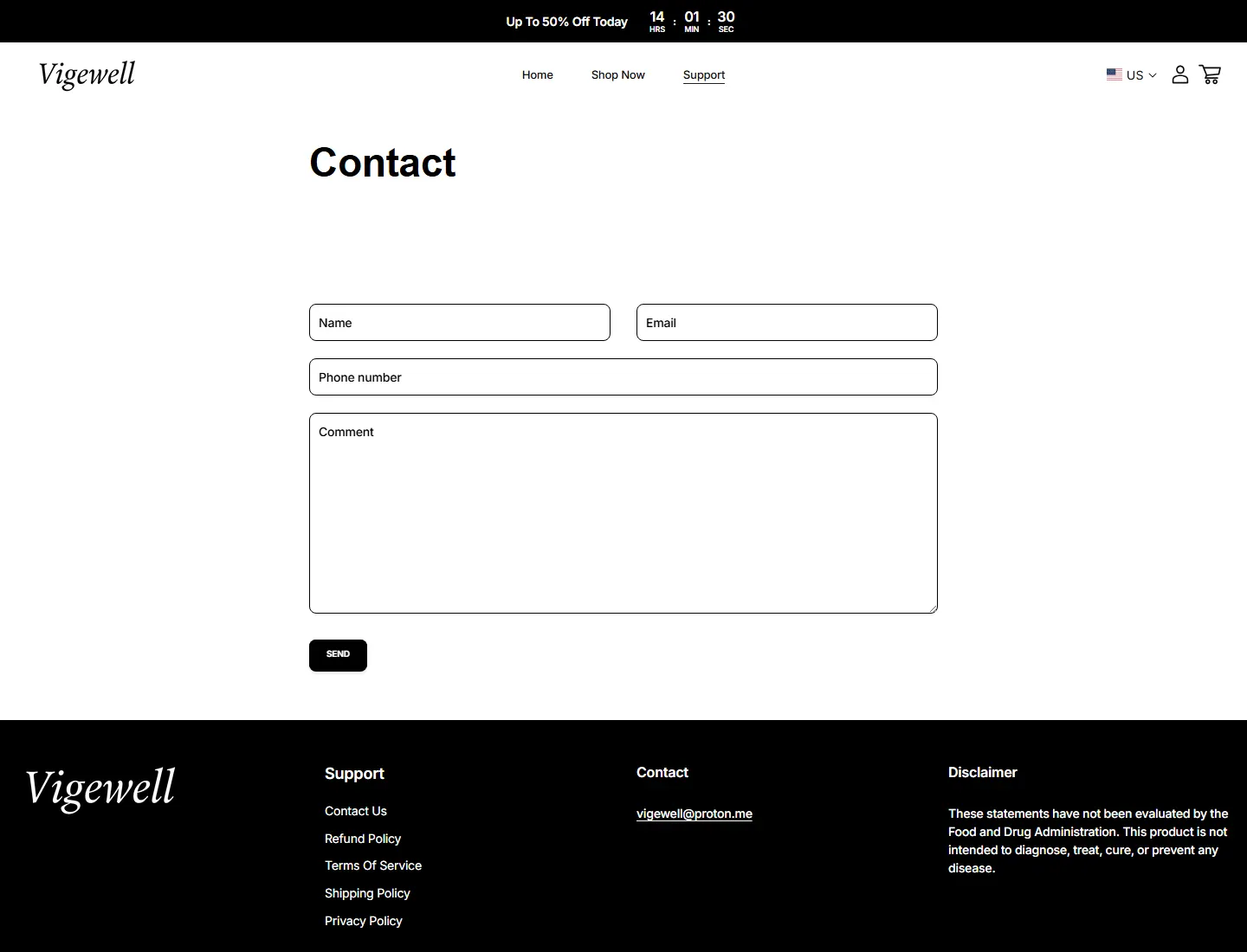 Contact – VIGEWELL page captured during the ZeroThought investigation
