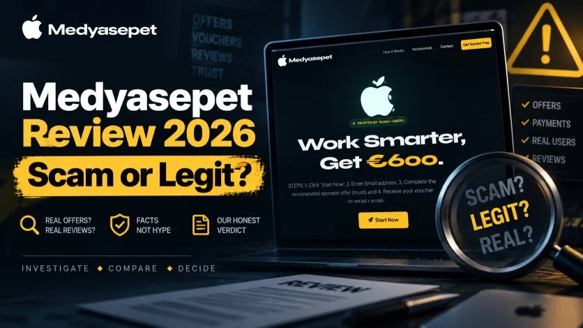 Medyasepet Review 2026 feature image showing the website offer and scam or legit investigation
