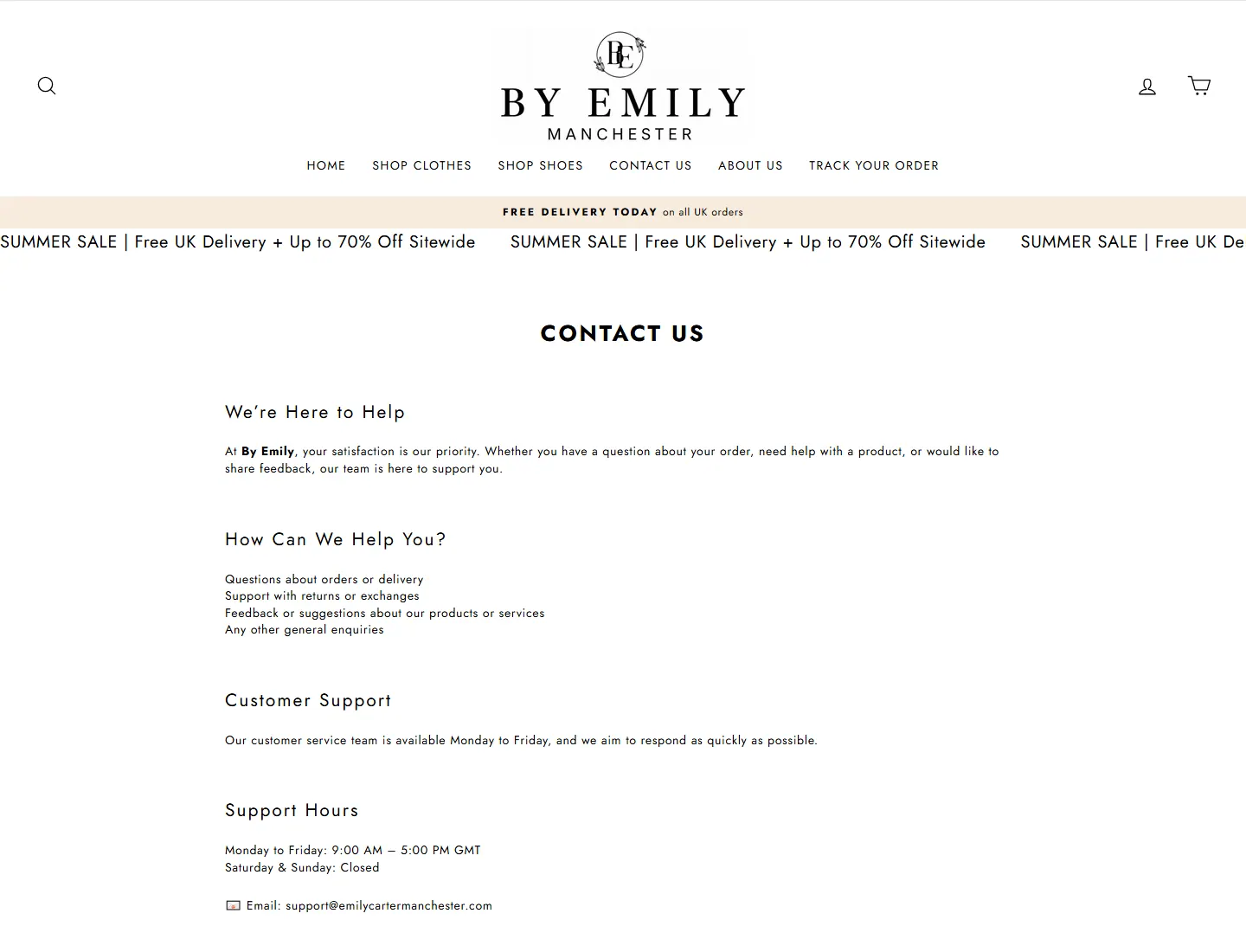 Contact Us – By Emily page captured during the ZeroThought investigation