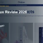 Myoralux website or product material beside a ZeroThought review title.