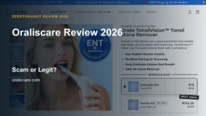 Oraliscare website or product material beside a ZeroThought review title.