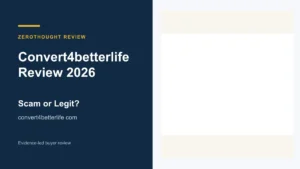 Convert4betterlife website or product material beside a ZeroThought review title.