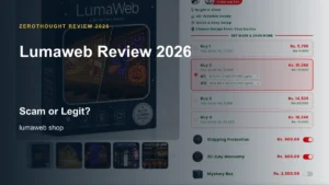 Lumaweb website or product material beside a ZeroThought review title.