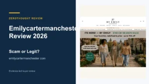Emilycartermanchester website or product material beside a ZeroThought review title.