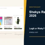 Shekys website or product material beside a ZeroThought review title.