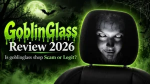 GoblinGlass Review 2026 showing the horror headrest cover while examining whether goblinglass shop is scam or legit.