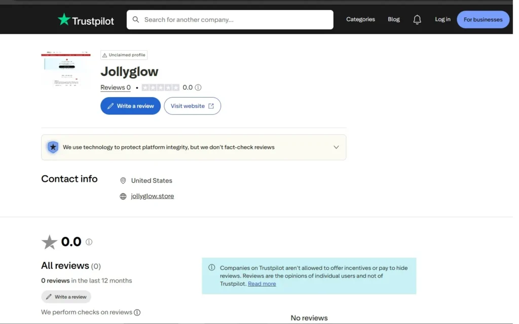 JollyGlow Store Review 2026 feature image showing a Christmas tree with gingerbread lights in a cozy living room