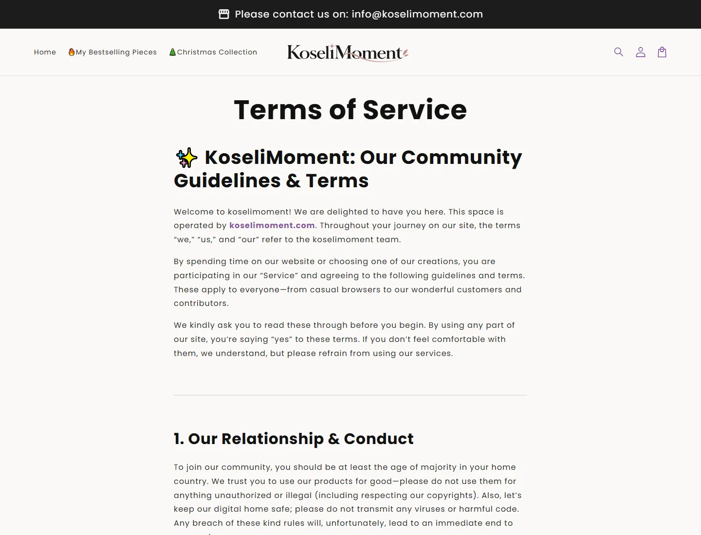 Terms of Service – koselimoment.com page captured during the ZeroThought investigation