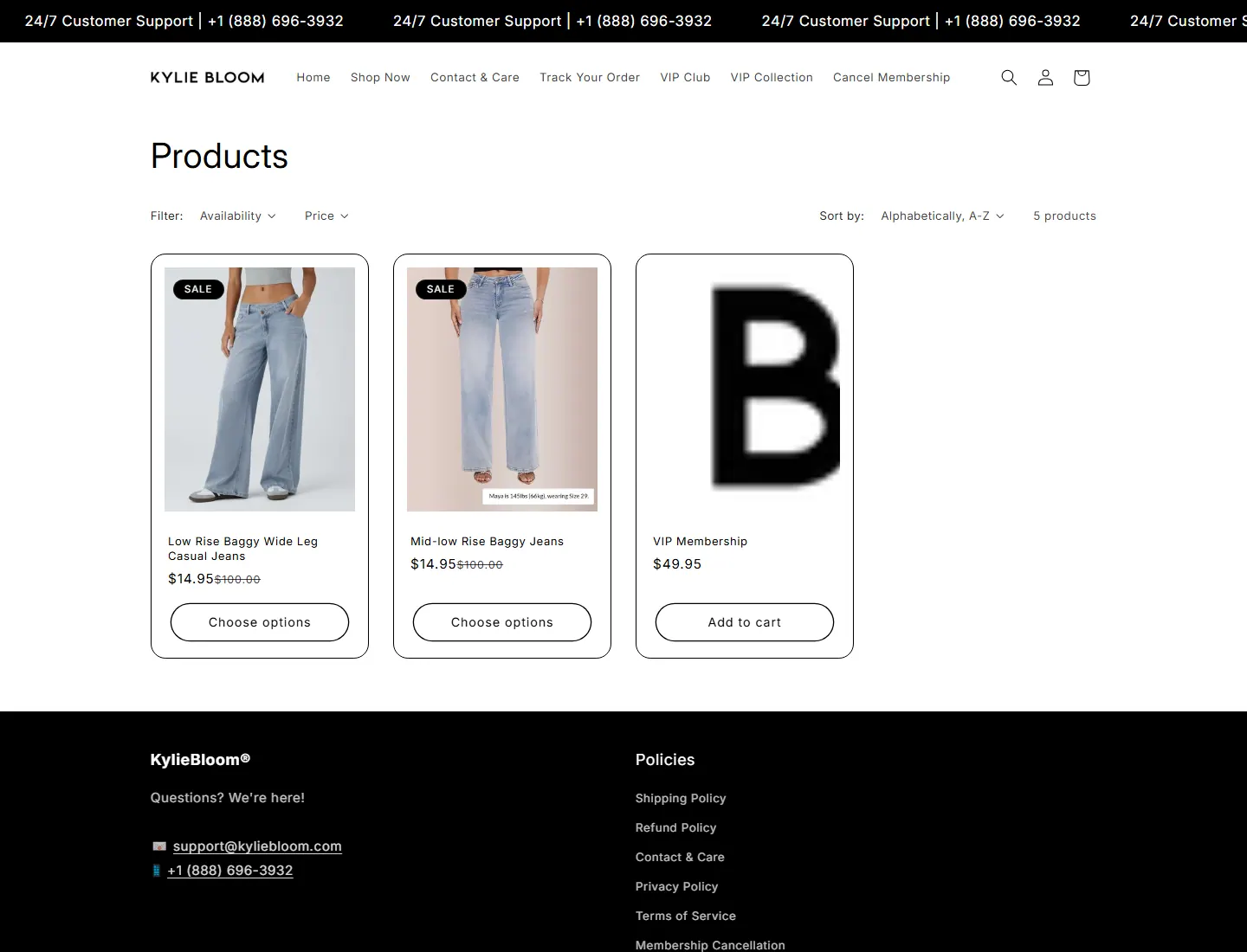 Products – KylieBloom® page captured during the ZeroThought investigation