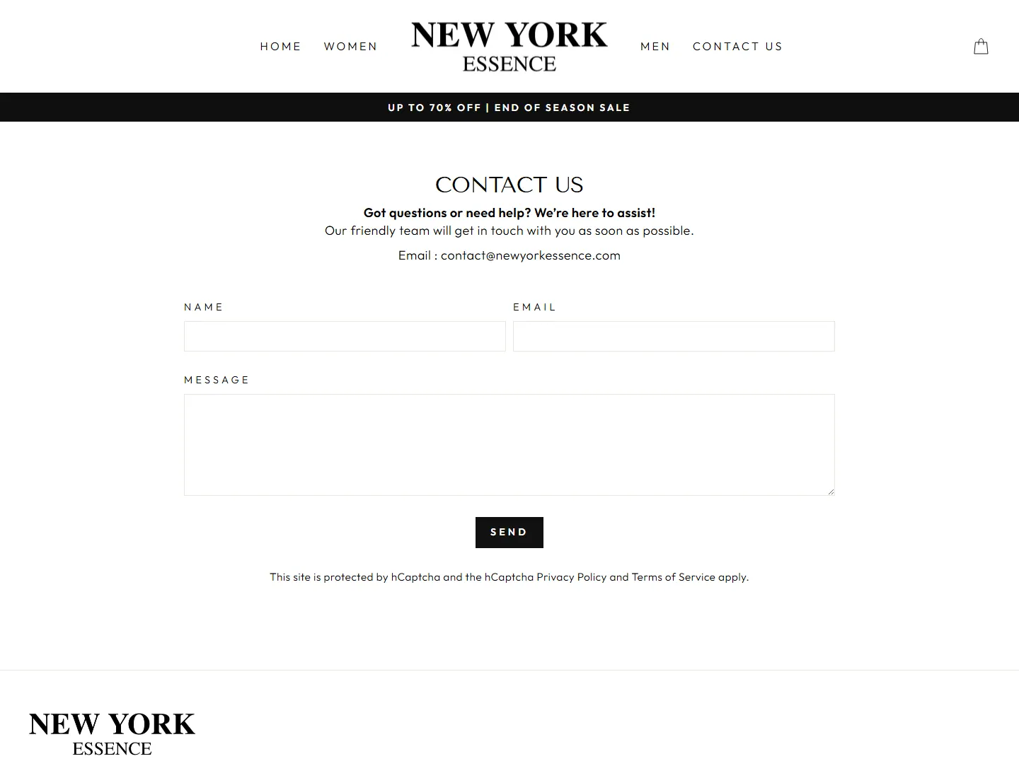 CONTACT US – New York Essence page captured during the ZeroThought investigation