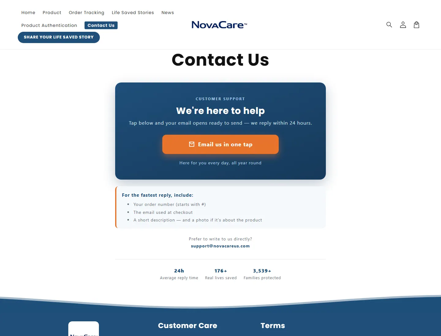 Contact Us – NovaCare page captured during the ZeroThought investigation