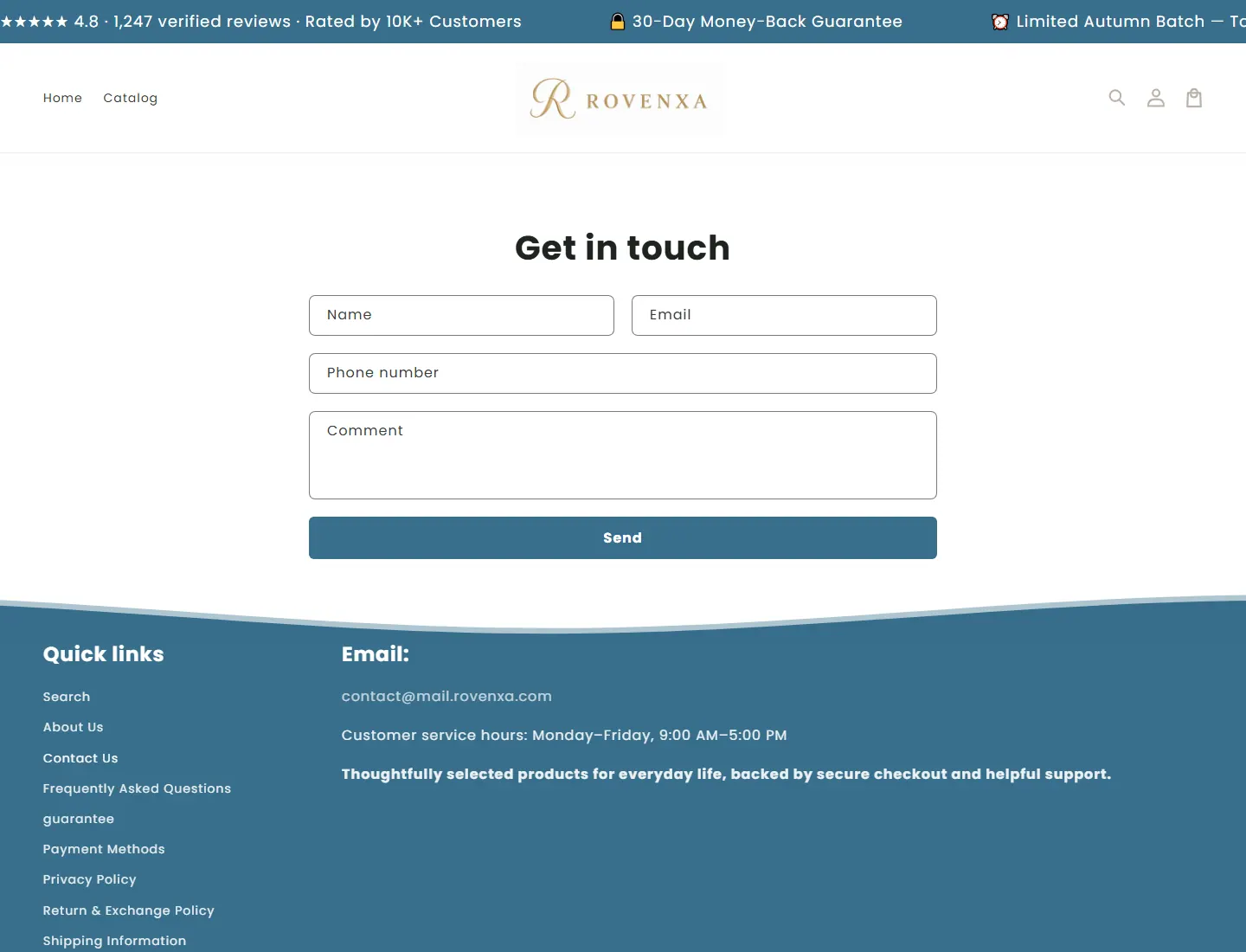 Contact Us – rovenxa page captured during the ZeroThought investigation