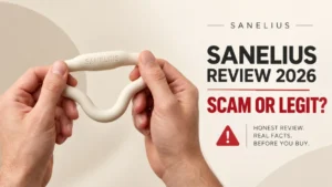 Sanelius Review 2026 featured image showing the Sanelius Ring with scam or legit warning text