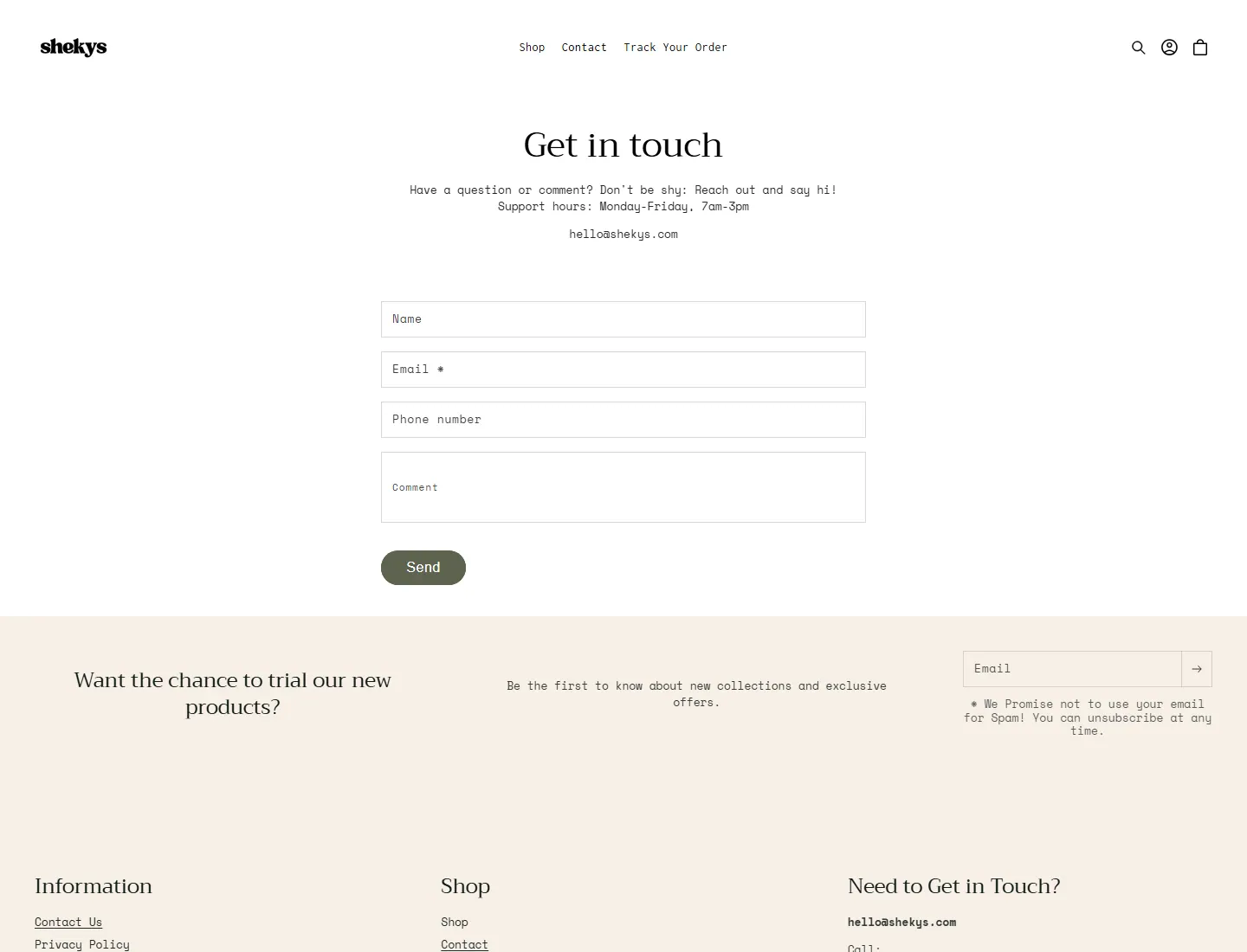 Contact – Shekys page captured during the ZeroThought investigation