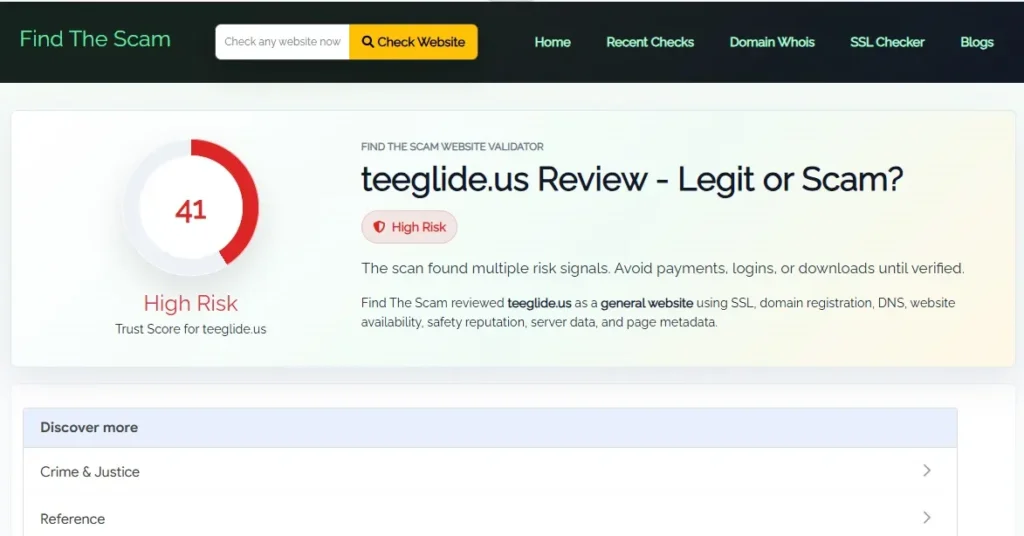 TeeGlide us Review 2026 featuring the electric golf scooter with Scam or Legit warning graphics