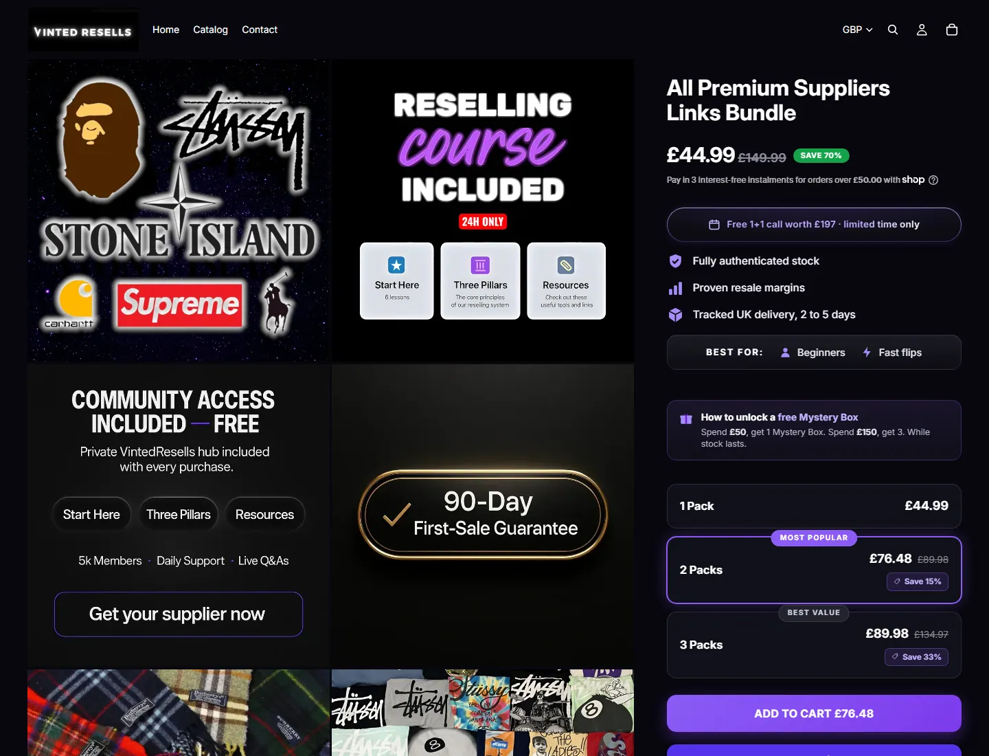 All Premium Suppliers Links Bundle – Vinted Resells Ltd page captured during the ZeroThought investigation