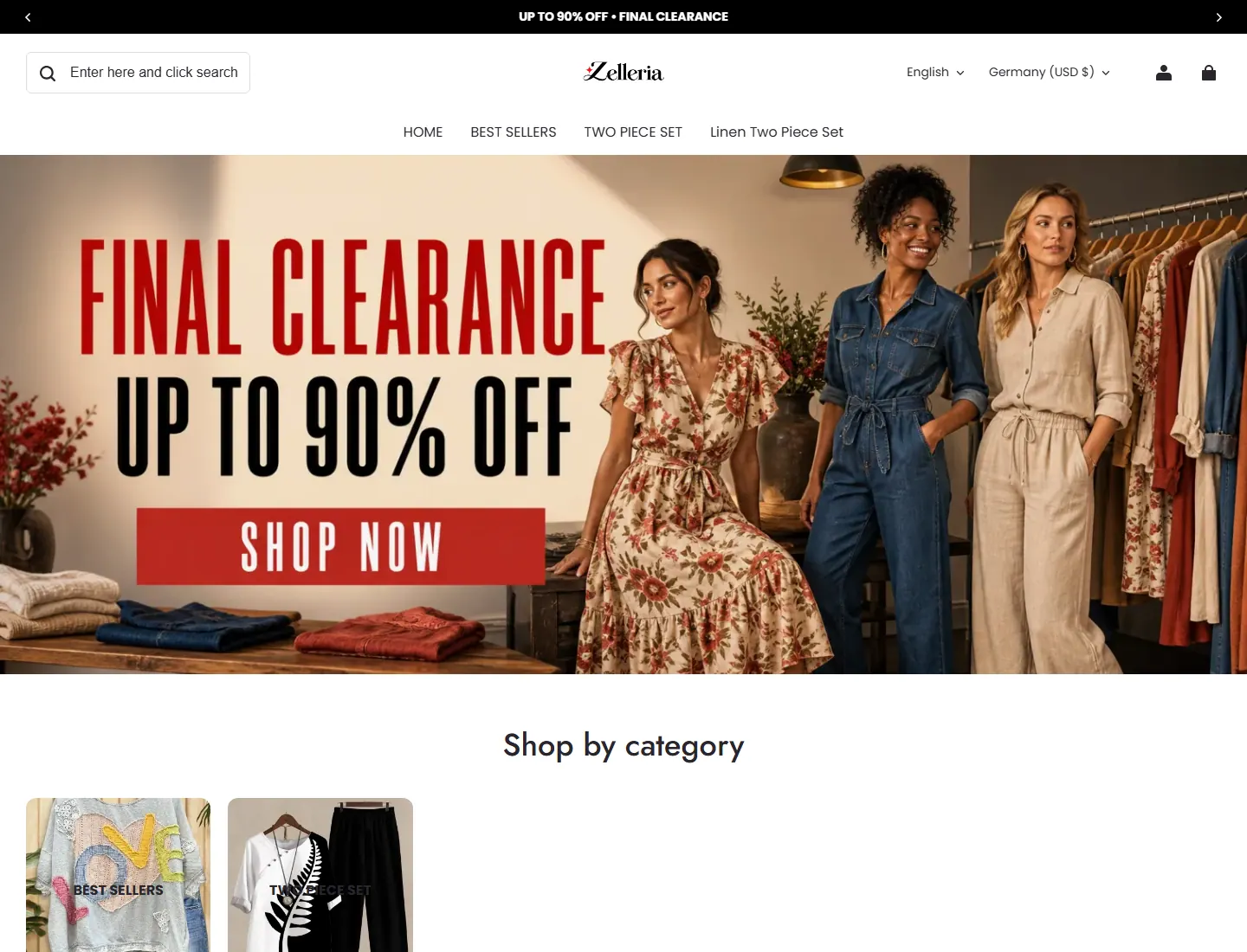 Zelleria page captured during the ZeroThought investigation