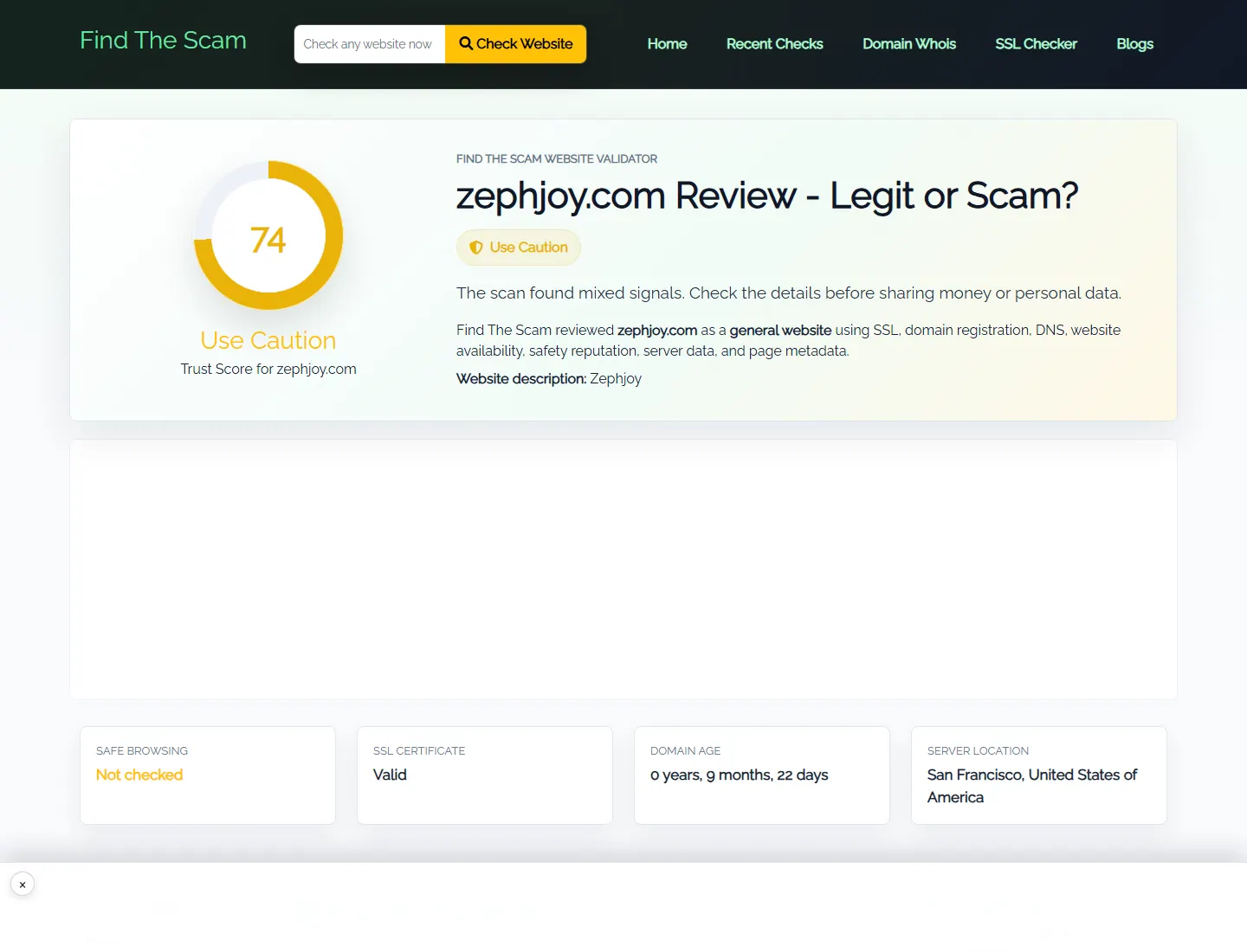 find the scam public profile for zephjoy.com
