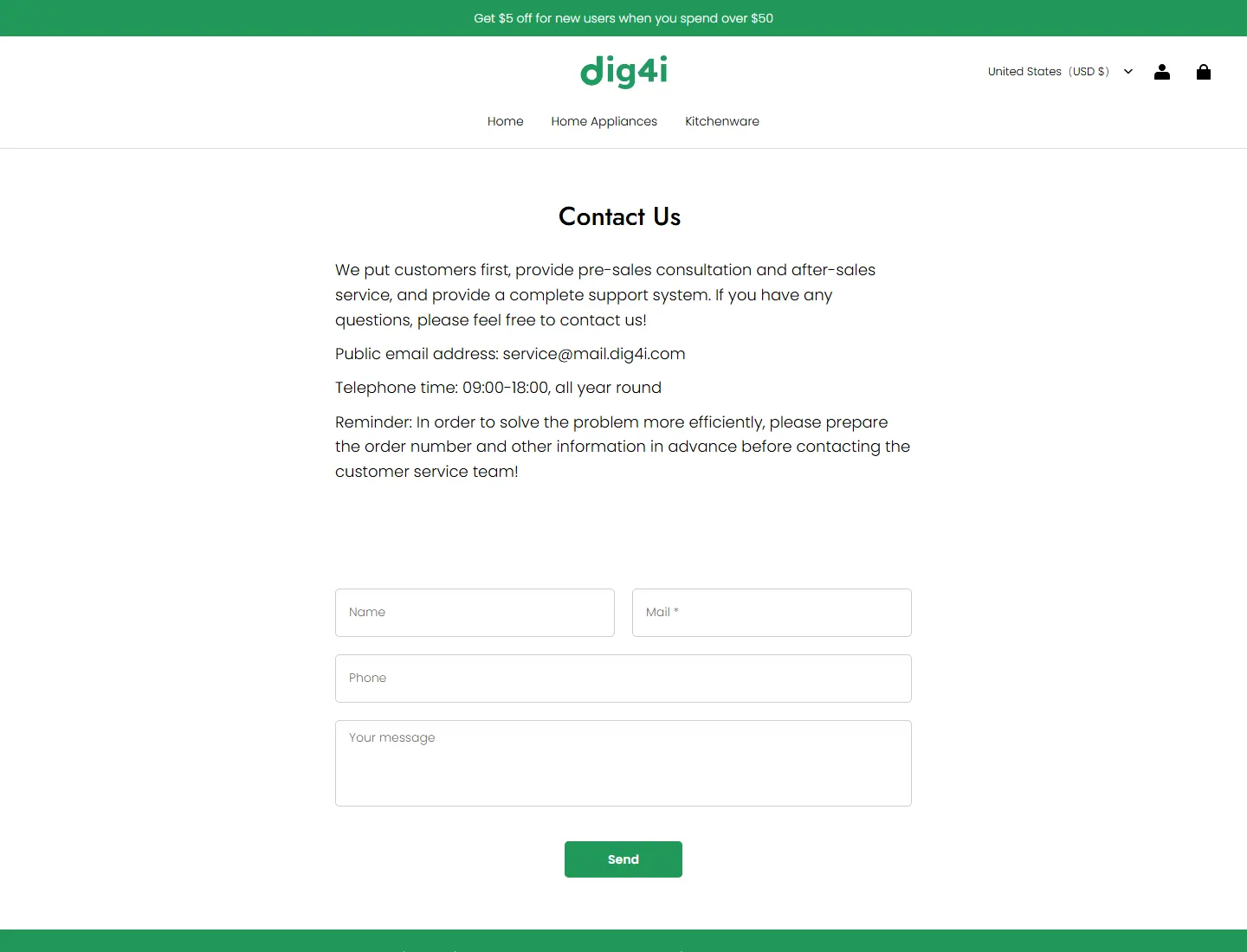 Contact Us – dig4i.com page captured during the ZeroThought investigation