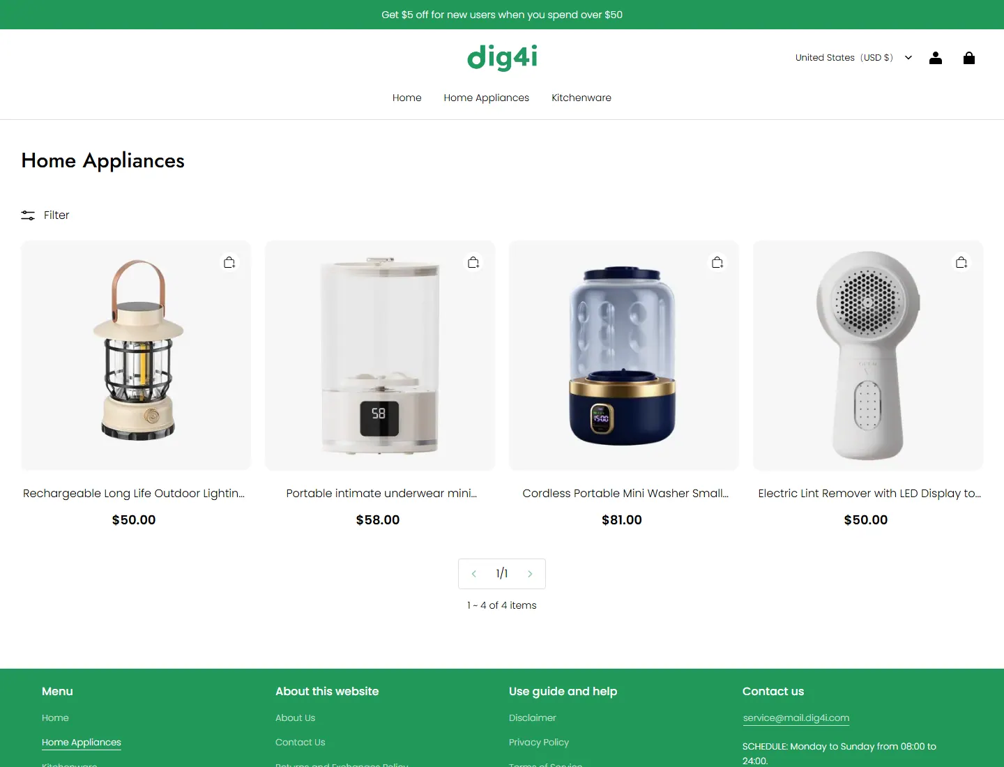 Home Appliances – dig4i.com page captured during the ZeroThought investigation
