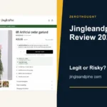 Jingleandpine website or product material beside a ZeroThought review title.