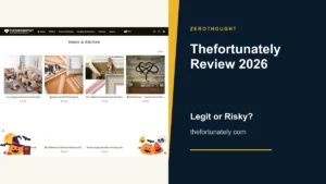 Thefortunately website or product material beside a ZeroThought review title.