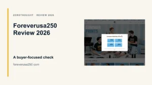 Foreverusa250 website or product material beside a ZeroThought review title.